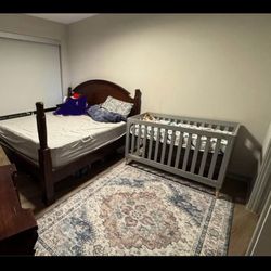 King Canopy Bed Frame + Memory Foam Mattress + Crib – Bundle or Separate