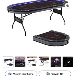 Barrington 10 Player Folding Poker Table with LED Lights
