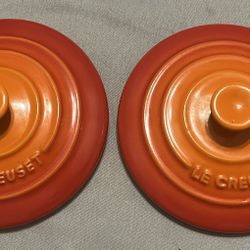Le Creuset Mini Round Cocotte Pot Lid Replacement Enamel Stoneware Palm Orange
