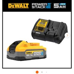 DEWALT POWERSTACK 20V Lithium-Ion Battery Starter Kit with 5.0Ah Battery and Charger