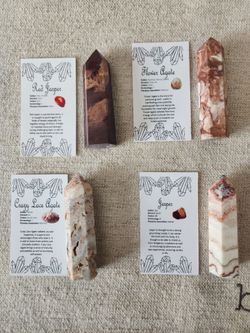 Natural Crystal Tower Bundle – 4 Piece Set + Info Cards ✨