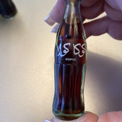 Vintage COCA COLA Miniature 3' Glass Bottle Liquid. EGIPTO. With Cap