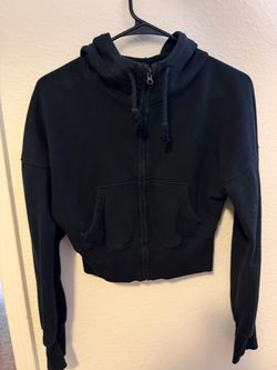 Black Cropped Zip-Up Hoodie