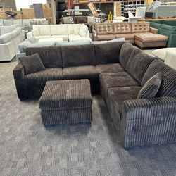 Chocolate Brown 3 Pc Sectional W Ottoman 