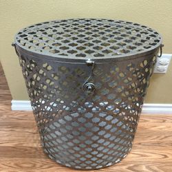 New Metal Blanket Storage End Table Decor Laundry Hamper
