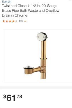 Twist and Close 1-1/2 in. 20-Gauge Brass Pipe Bath Waste and Overflow Drain in Chrome