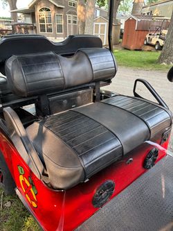 Custom Red Golf Cart with Speakers