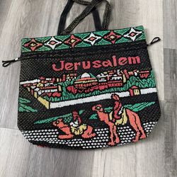 New, Jerusalem purse black beaded tote bag