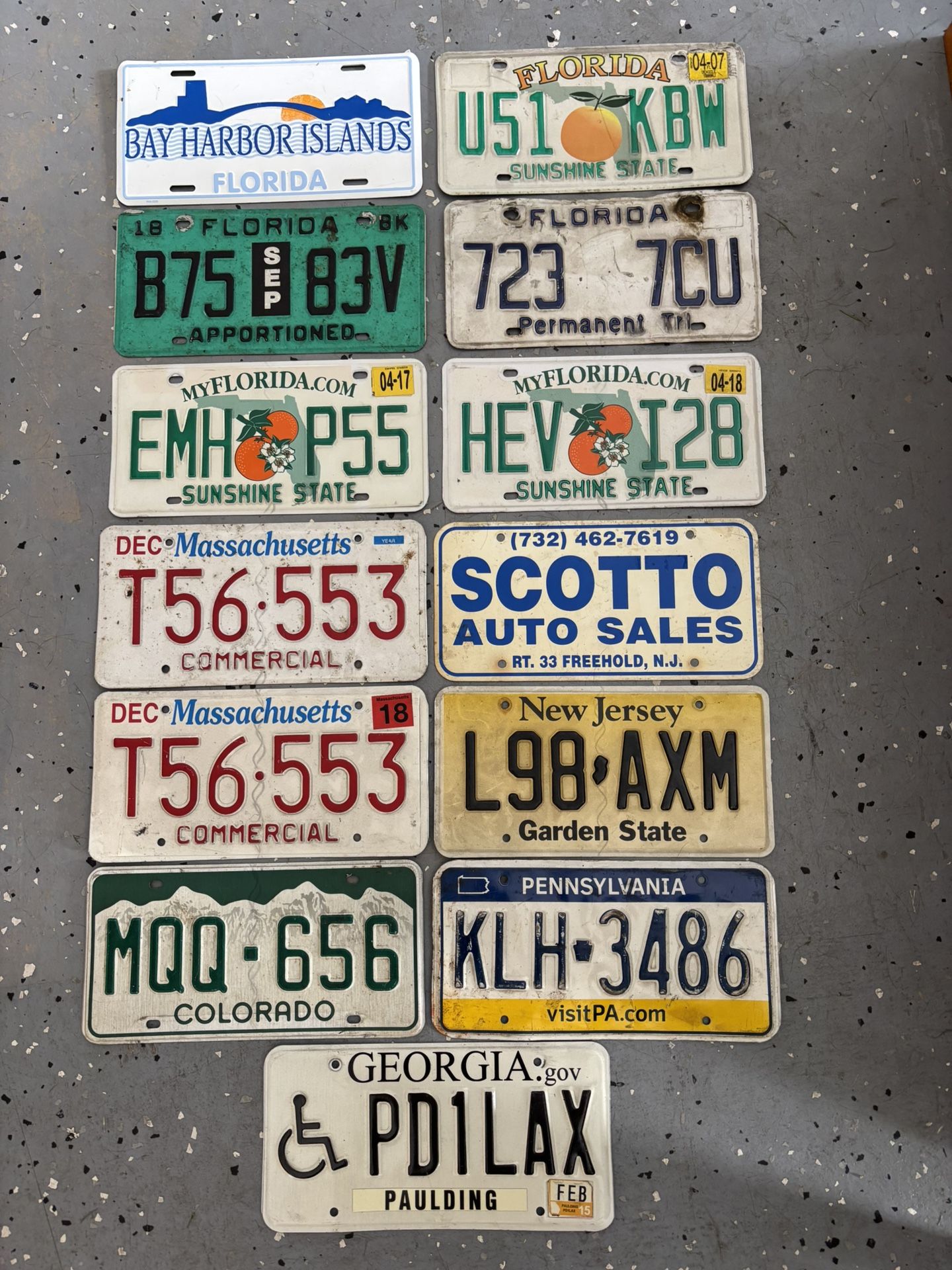13 license plates