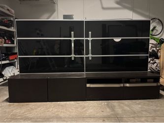 IKEA TV Stand w/cabinets and glass back panel