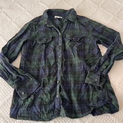 $6 Barrow And Croft Women’s Petite Medium Green And Blue Flannel