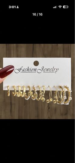 6 packGold Hoop Earring Set Fashion Jewelry