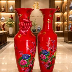 Chinese Garden Floor Vase Porcelain 