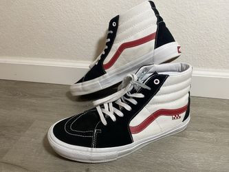 Vans SK8-HI Athletic Black Suede White Red Canvas Skate Shoes Men's Size 12 Rare