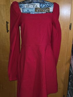 Mi Ami Francesca's Red Square Neck Long Sleeve Mini Dress. XL