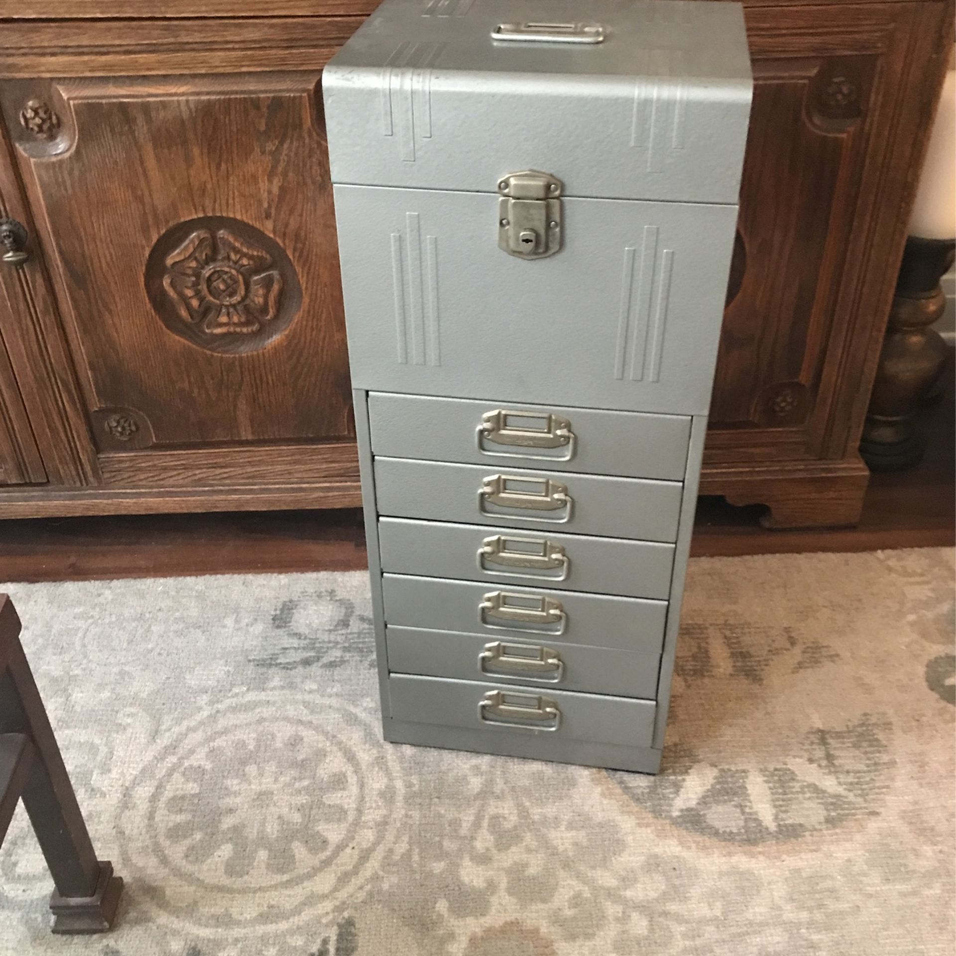 RARE Vintage Industrial 1950s Acorn Metal Filing Cabinet
