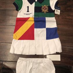 Polo baby girls size 12 months dresses and 6 Month Onesie (new)