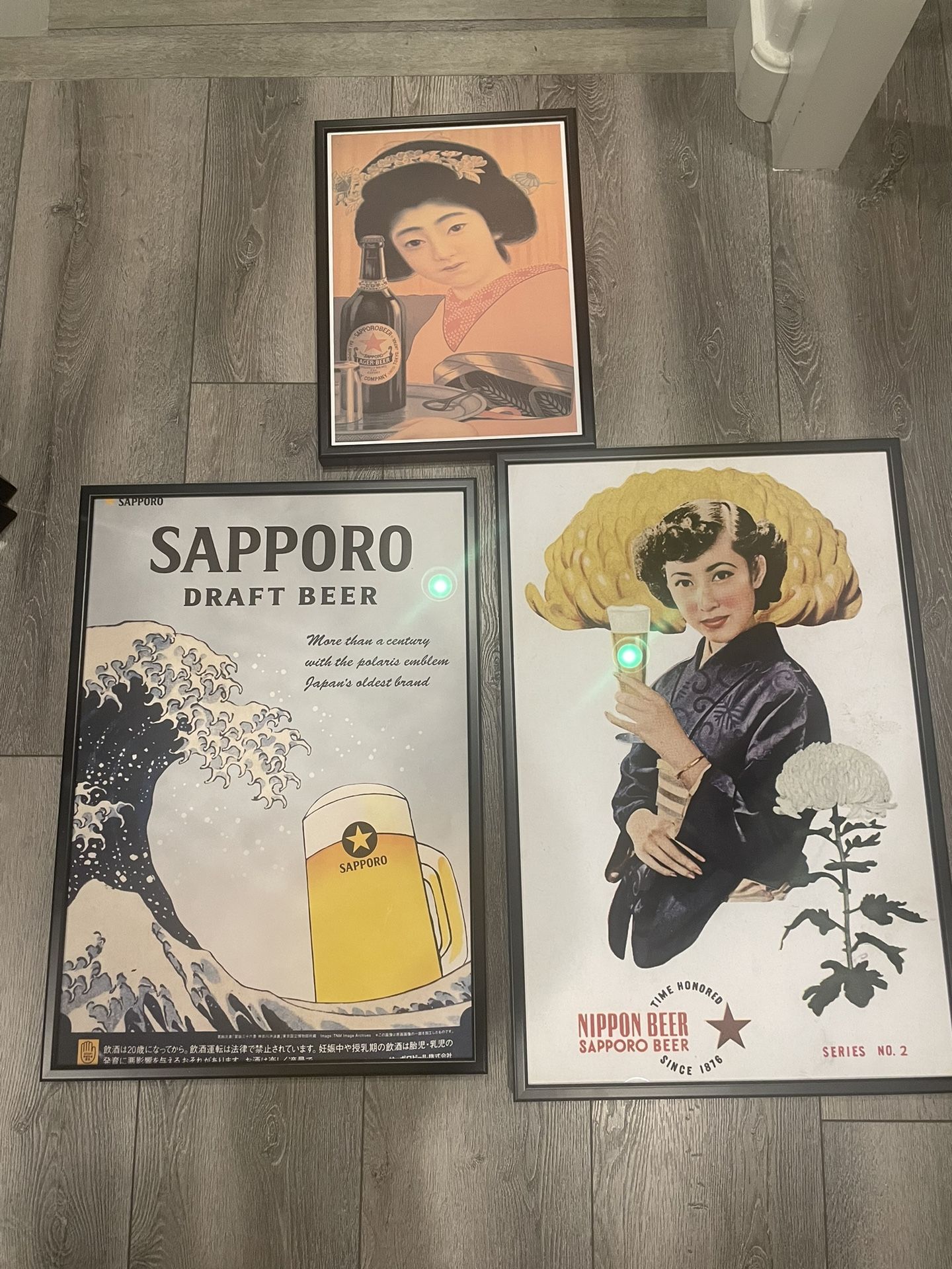 Sapporo Vintage Draft Beer Prints. Newly Framed