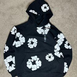 Flower Cluster Heavy Hoodie – Black