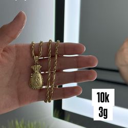10k Gold Money Bag Pendant