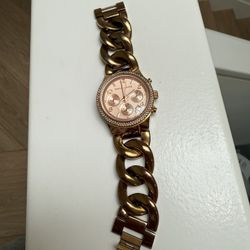 Michael Kors Rose Gold Braided Watch With Rhinestones. Jewelry Box Included