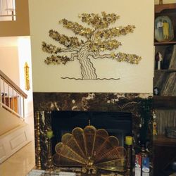 Mid Century Modern Substantial Brass Tree Metal Art Sculpture 