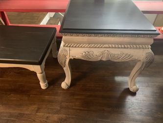 Beautiful refinished antique coffee table and long center piece table.