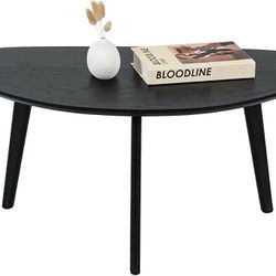 FIRMINANA Small Black Oval Coffee Table for Living Room,Mid Century Modern Coffee Table,Black,18.9" D x 33.47" W x 15.75" H

