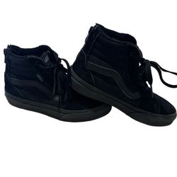 Vans Off The Wall Shoes Youth Sz 1 Triple All Black Skate Hi Top 721356 Zipper