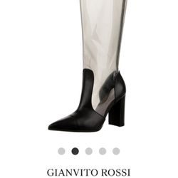  GIANVITO ROSSI PVC-Paneled Leather Knee Boots Size EU 39 (BNIB)