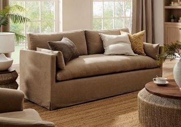 85" Slipcovered Fabric Sofa in Almond