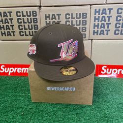 Exclusive SOLD OUT Tampa Rays 59fifty New Era Fitted Mocha Coffee Brown Travis Scott  Hat with Red UV