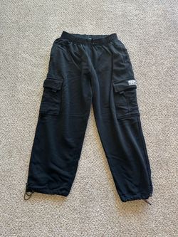 Pro Club Men’s L Heavyweight Black Fleece Cargo Sweatpants