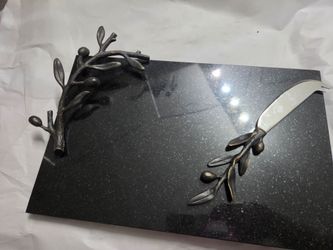 Black Marble Cheese Board with Spreader Knife