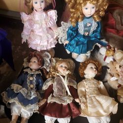 5-5" Tall Porcelain Dolls On Stands $5 Each 