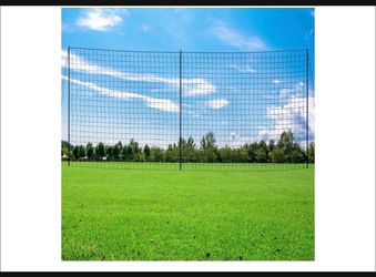 New in the box Backstop Net System for Backyard - Heavy Duty Sports Barrier Net with Steel Posts, Movable/Socketed Ball Stop Net for Soccer, Baseball,