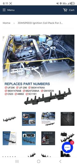 JDMSPEED Ignition Coil Pack For Jeep Grand Cherokee Wrangler 4.0L L6 2000-2006 UF296
