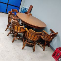 Solid Wood Double Leaf HALE Dining Room Table With 6 Chairs