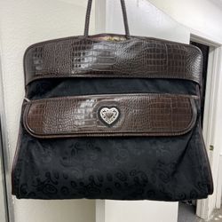 Brighton Garment Bag- Brown Croco Leather