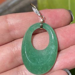 14k Gold Jade Diamond Charm 