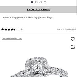 Princess Diamond Halo Wedding Ring 