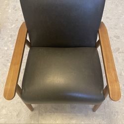 Barlow 21" Armchair Faux Leather Chair w/Tan Throw Pillow bonus