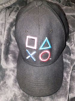PlayStation 3-D Embroidered Symbol Flex Fit Hat Featuring Pink Square, Blue Triangle, Blue/Teal X and Red circle