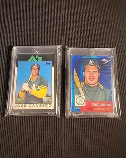 JOSE CANSECO 1986 Topps Traded #20T ROOKIE CARD & 2022 Topps CHROME #416 Blue 
