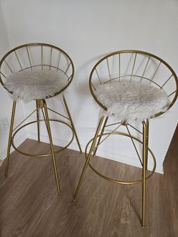 Gold and White Swivel Bar Stools Counter Height