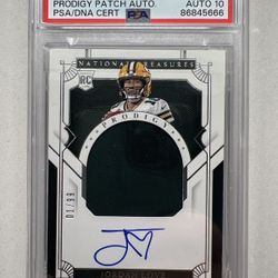 2020 Panini National Treasures Jordan Love Prodigy Rookie Patch Auto 01 99 PSA 7