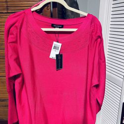 Hot Pink Tunic  1x  Cable And Gauge Brand. New W Tags 