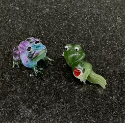 Two Glass Frog Figurines