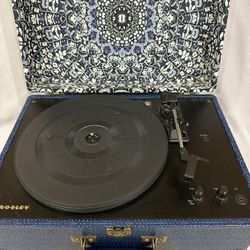 Crosley CR6249A-FM1 Keepsake Portable USB Turntable Vinyl Record Player Blue Floral Box Vintage 