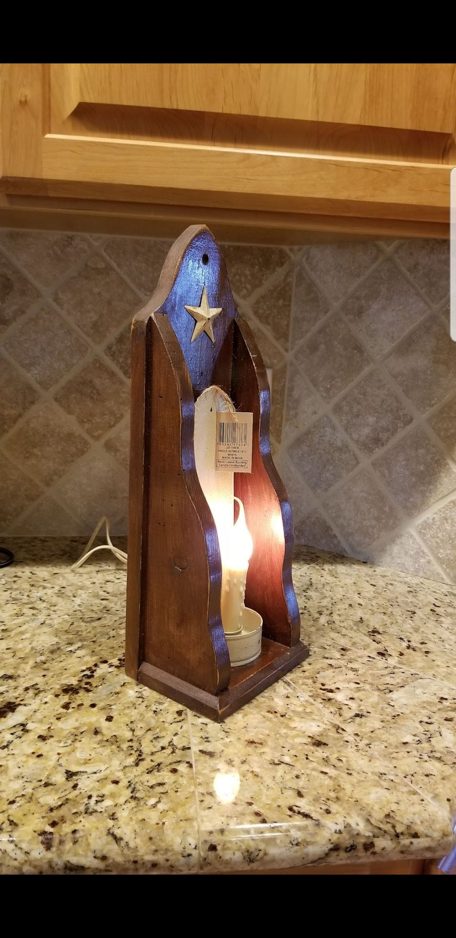 custom made wooden Candle(electric)Holder 17"H x 6"W x 4.5"D Hang on wall/display on shelf.